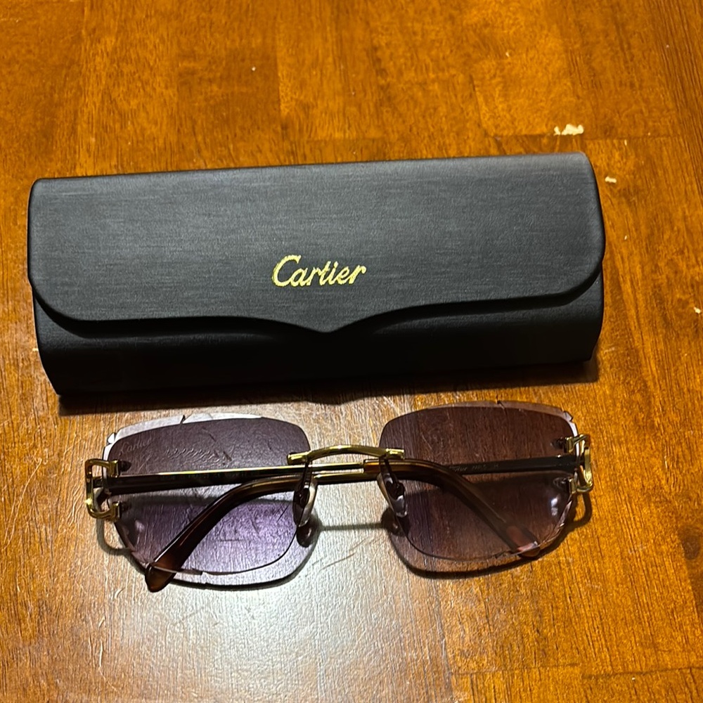 Cartier Sunglasses with Gold Accents and Black Case